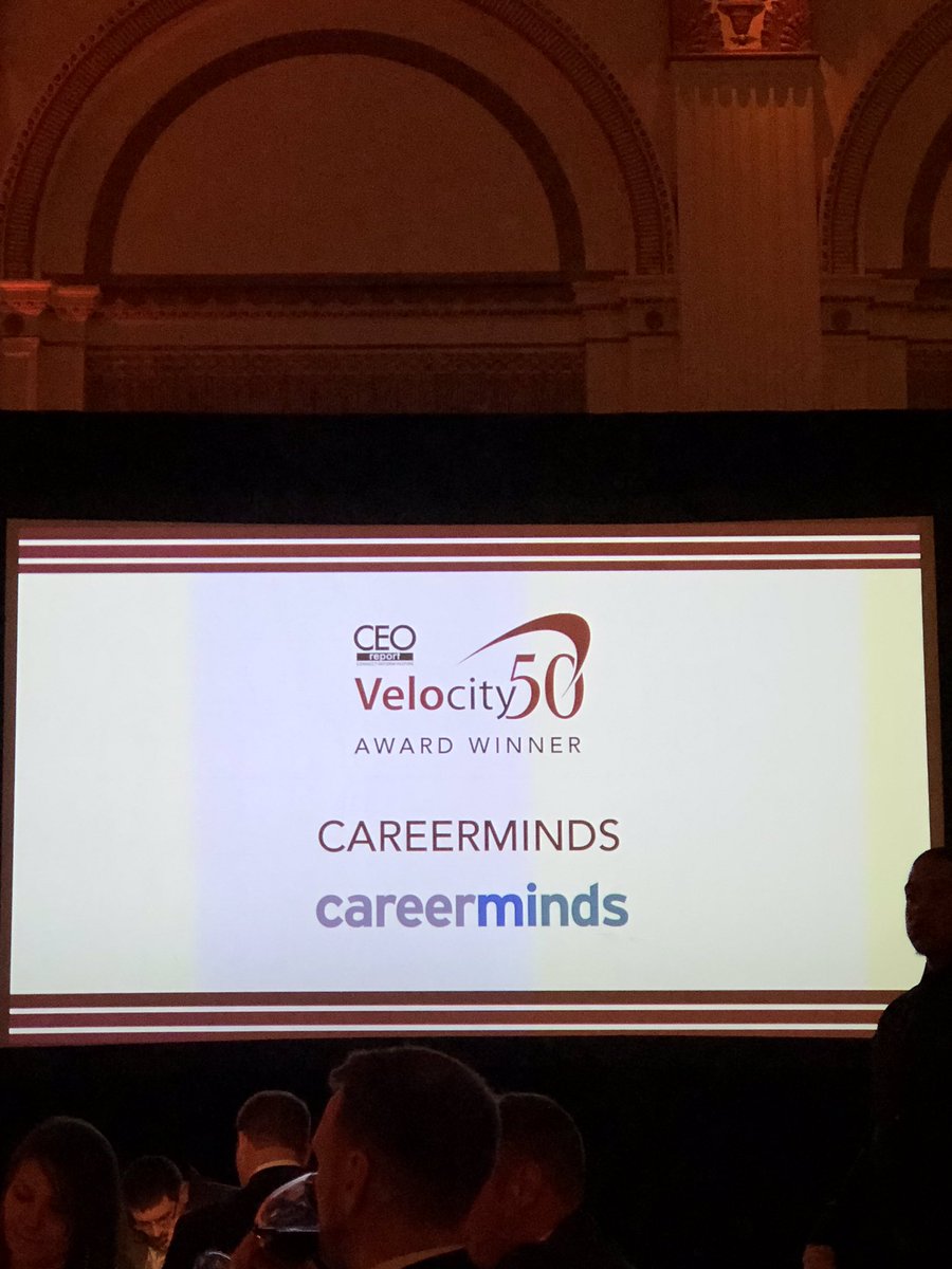 Careerminds's tweet photo. We are happy to be accepting a #velocity50 award tonight! #humanresources #hr https://t.co/xyDdxKz1pk