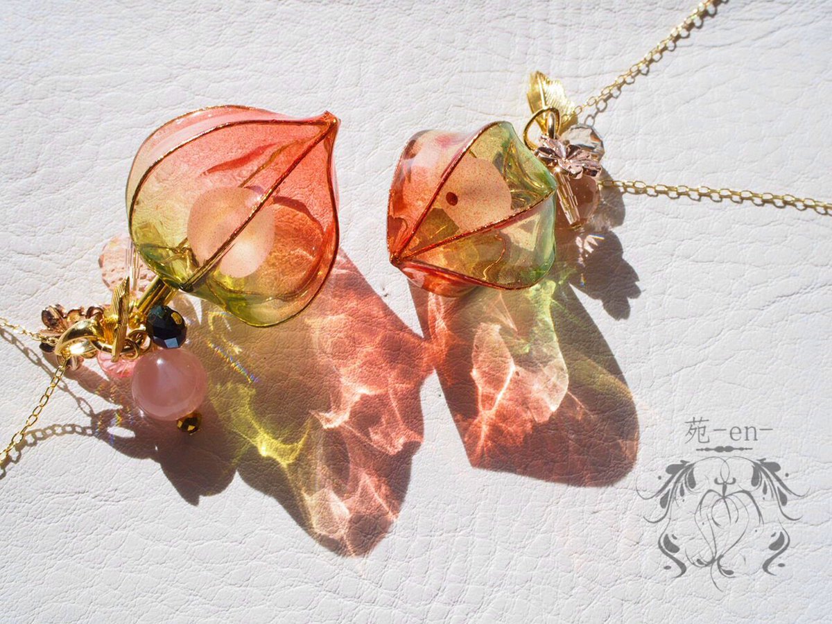 Twitter पर あるえ 春色鬼灯 ネックレス 鬼灯は2種類のサイズがあります 優しい桃色と若緑のグラデーション 苑en