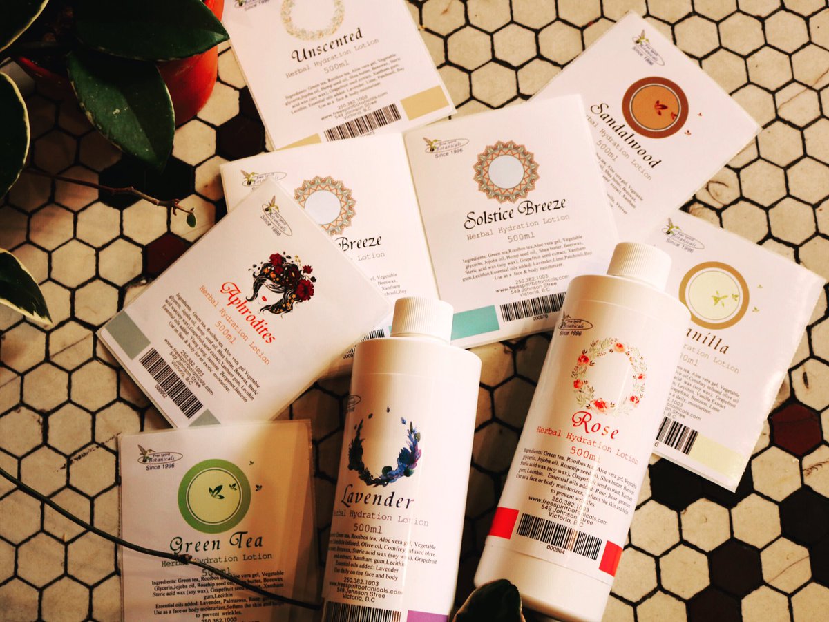 FSBotanicals's tweet image. New labels!
These lotions have been created for people who have normal, dry, and oily skin. There are 8 different types. We make the base in Victoria using ingredients that hydrate as well as moisturize the skin. 
We are local, handmade in Victoria!
