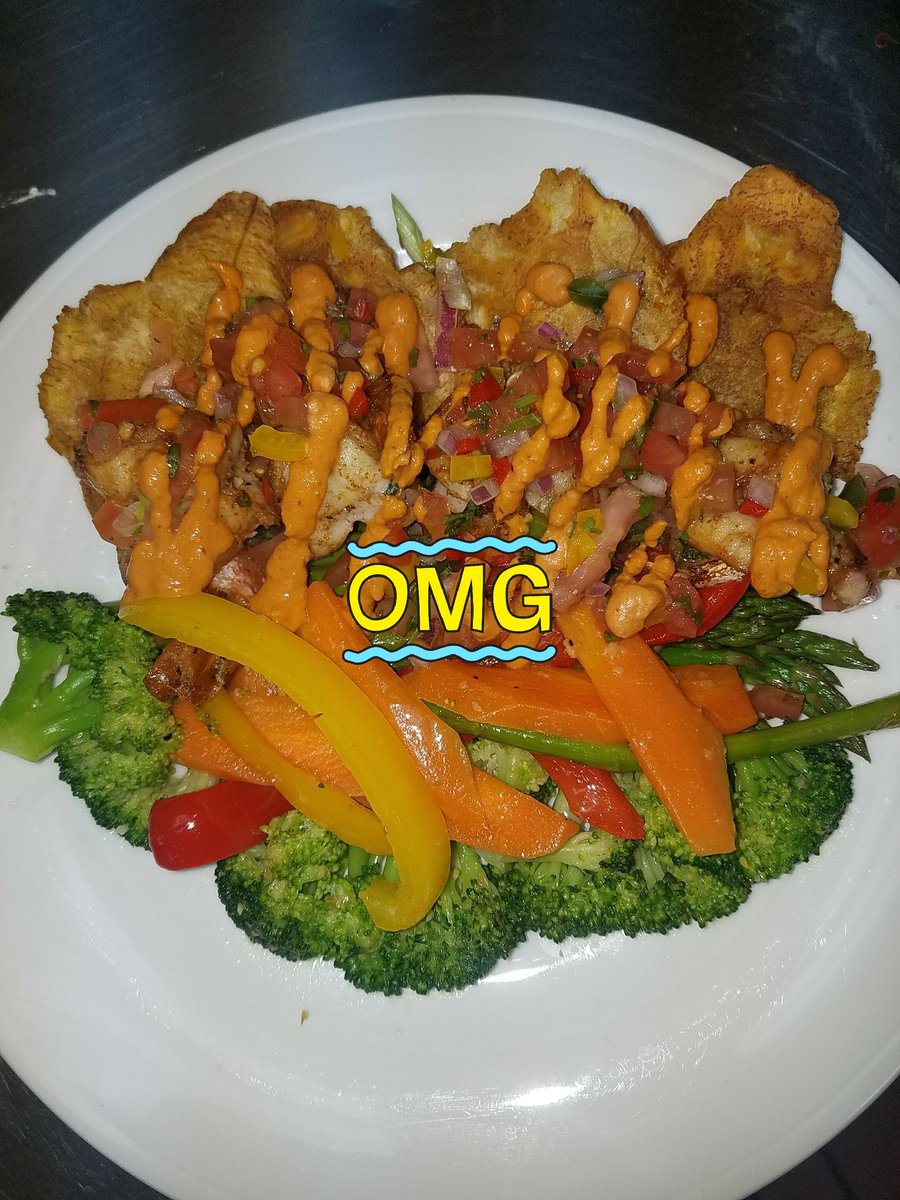 #BestHaitiChallenge, fried plantains/ vegetable & Cajun chipotle shrimp