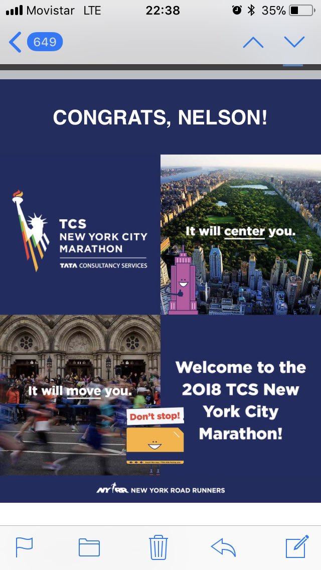 NelsonRuiz2's tweet photo. Got it!! #TCSNYCMarathon https://t.co/nHDQ6JY2P0
