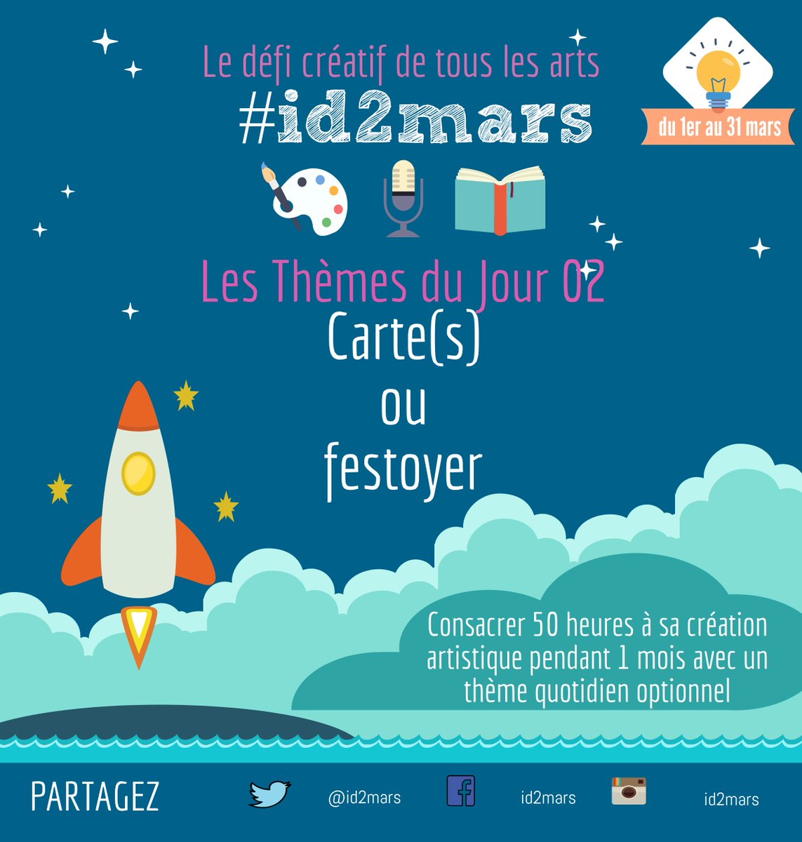 Thèmes du jour 02 du #challenge #créatif #id2mars : 
Carte(s) ou festoyer
Si vous souhaitez partager vos créations , taggez-nous avec #i2mars ou sur notre chat discord  discord.gg/p6W4A7f