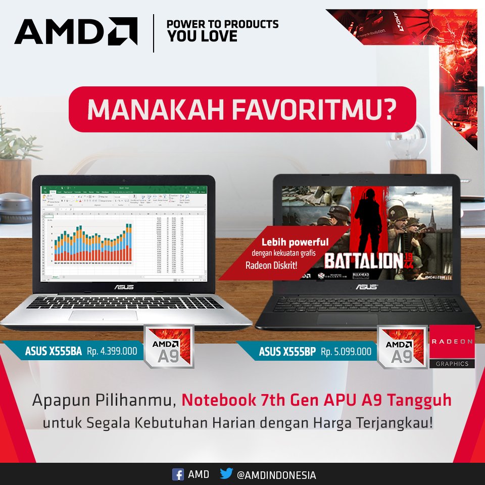 AMDIndonesia's tweet photo. Kamu bisa dapatkan keduanya di harga terjangkau mulai dari 4 Jutaan Rupiah saja! Simak review mengenai kedua #AMDNotebook ini di https://t.co/LtlrVZlTNk https://t.co/DPrF2s8Emt