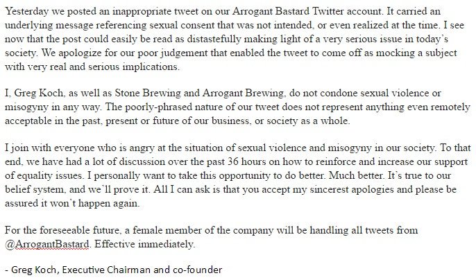 Stone, Stone Brewing Has A Bad Tweet Day