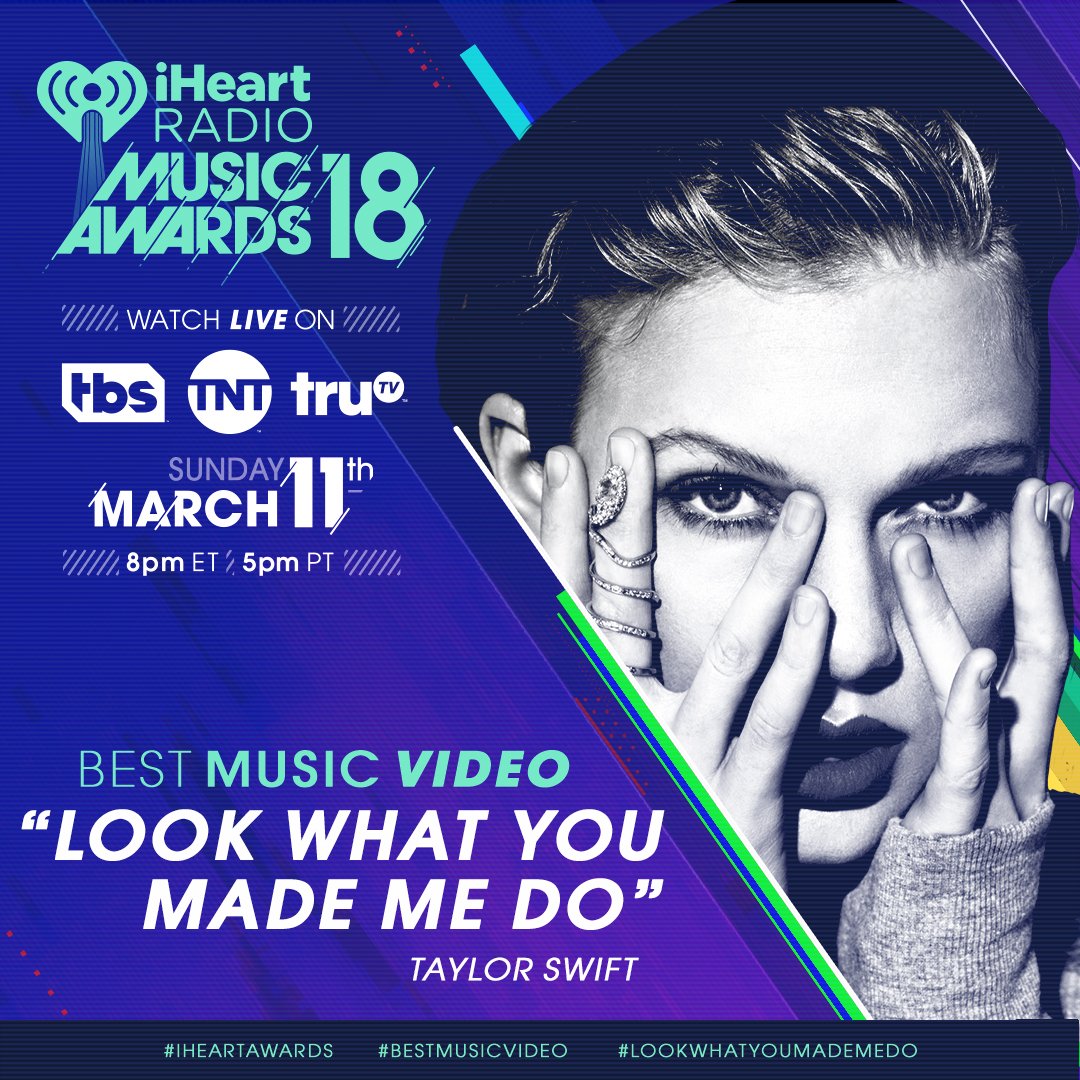 iHeartRadio's tweet image. Today is the last day to vote! RT to vote for #LookWhatYouMadeMeDo for #BestMusicVideo! #iHeartAwards

🔮: @taylorswift13