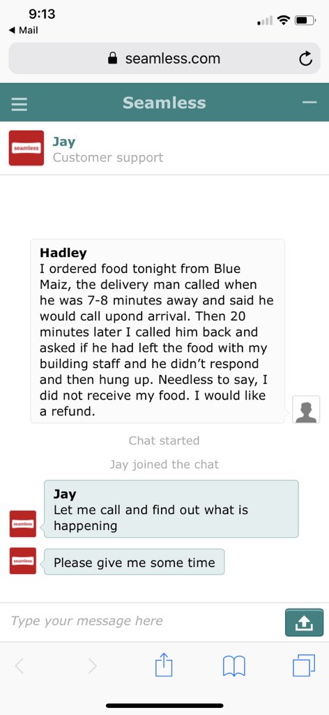 hadley_manfredi's tweet photo. “Ordering from your favorite restaurant is even easier than eating”... -#Seamless 
Far from true. The fact this company doesn’t give their employees the ability to handle valid customer complaints is disappointing &amp; bad business. @Seamless @Seamless_Care @Grubhub @Grubhub_Care https://t.co/kMQYDmZu8G