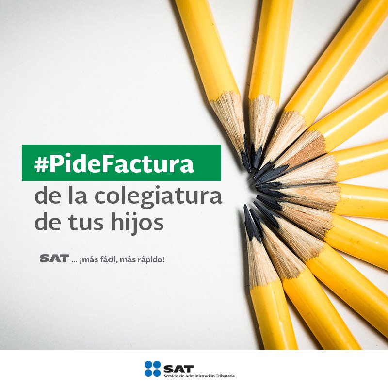 SATMX's tweet photo. ¡Deduce las colegiaturas de tus pequeños! Paga a la escuela con tarjeta, cheque o transferencia y #PideFactura. 

Utilizamos de manera inteligente la información de las facturas para presentarte una #DeclaraciónAnual más fácil de presentar. https://t.co/IhNVeSCLiT