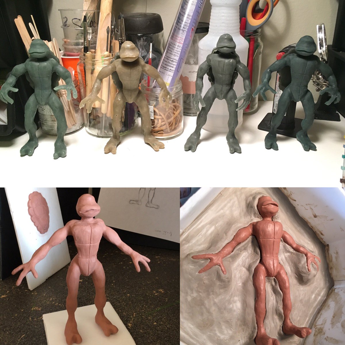 CoolTownCreates's tweet photo. #TBThursday that one time @carolkras handmade these fully animatable silicone #NinjaTurtles #puppets for a client who just wanted them for home display! Psst...we heard she cast a set of reimagined Ninja Turtles as special edition figures. Be on the lookout! #cooltowncreations https://t.co/D3O6tYaTys