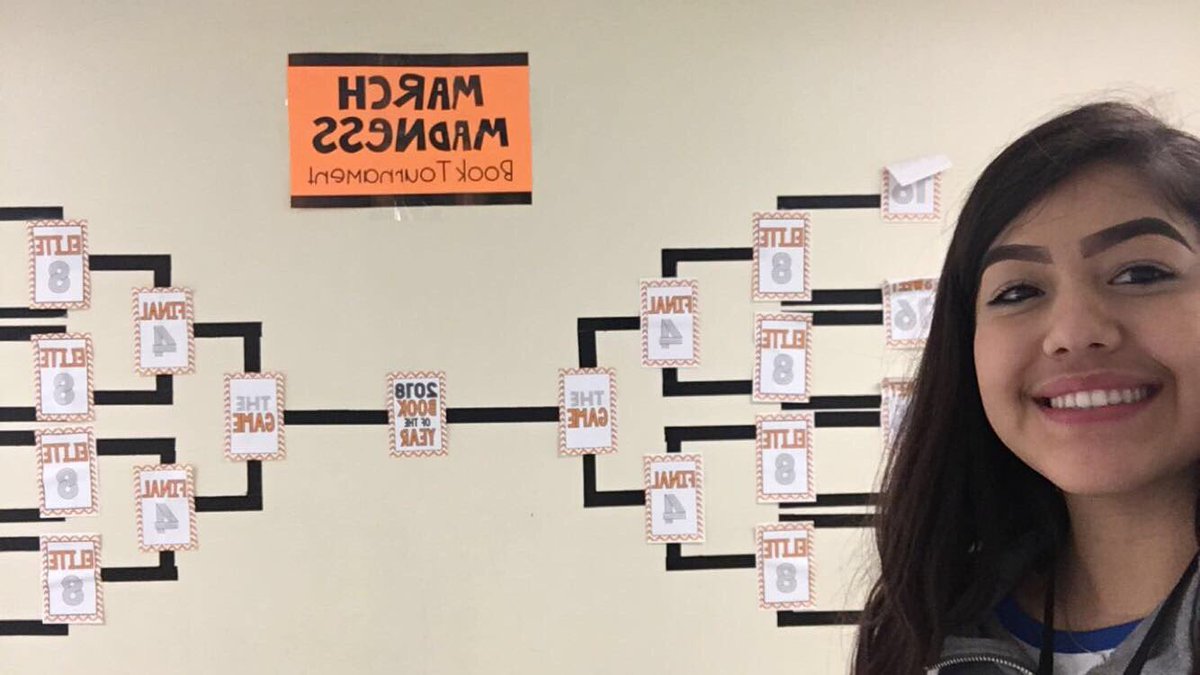 ma_avila99's tweet photo. Let the March madness book tournament begin!!!ππ #rhsteachingintern #rhsteachinginternship @reese_teach https://t.co/AJbet3AryB