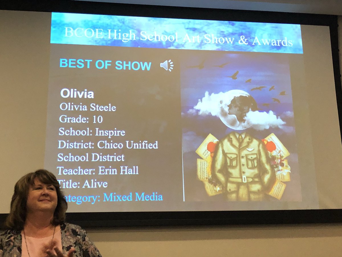 Congrats to Olivia Steele from Inspire High School who was awarded overall Best of Show out of 130 student artworks entered at Butte County Juried Art Show <a href="/BCOEStory/">Butte County Office of Education</a> @BCOEHR <a href="/ChicoUSD/">Chico USD</a>
