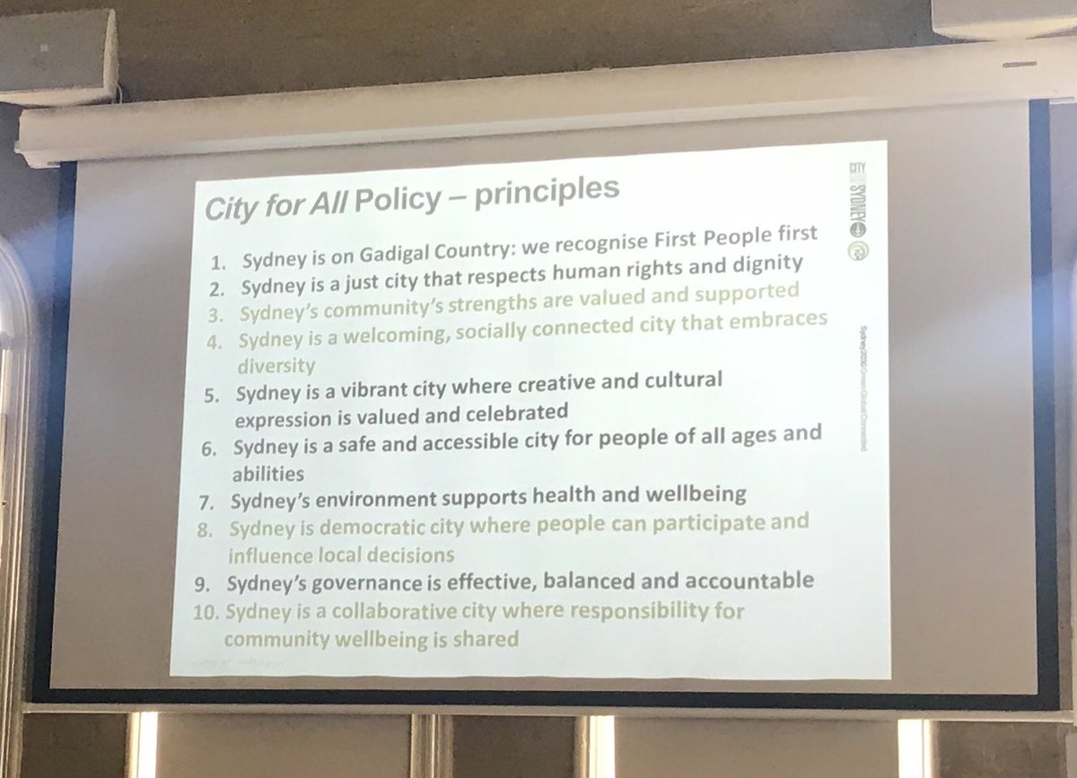 Principles guiding @cityofsydney “City for All” Initiative #EquityFest