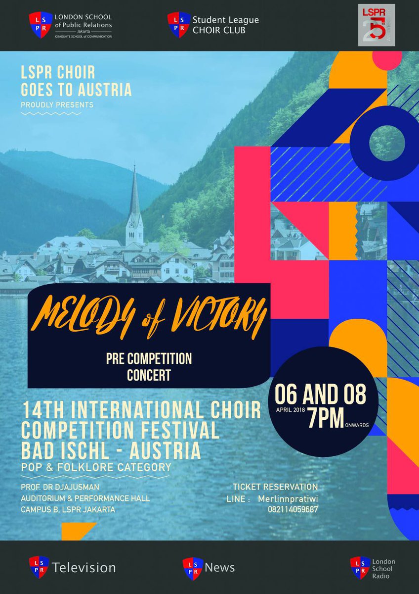 LSPRCHOIR's tweet photo. Ticket price : Rp. 70.000,- Book your tickets now..
Contact Person :
Merlyn Pratiwi - 082114059687
Line : Merlinnpratiwi

Source : Deputy Director III  LSPR SL https://t.co/SyHswEydN2