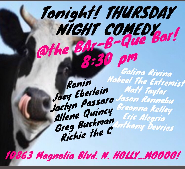 BBQbarLA's tweet photo. #comedyshow tonight . #nocover just #laughs #standup https://t.co/3fjdw9vrJy