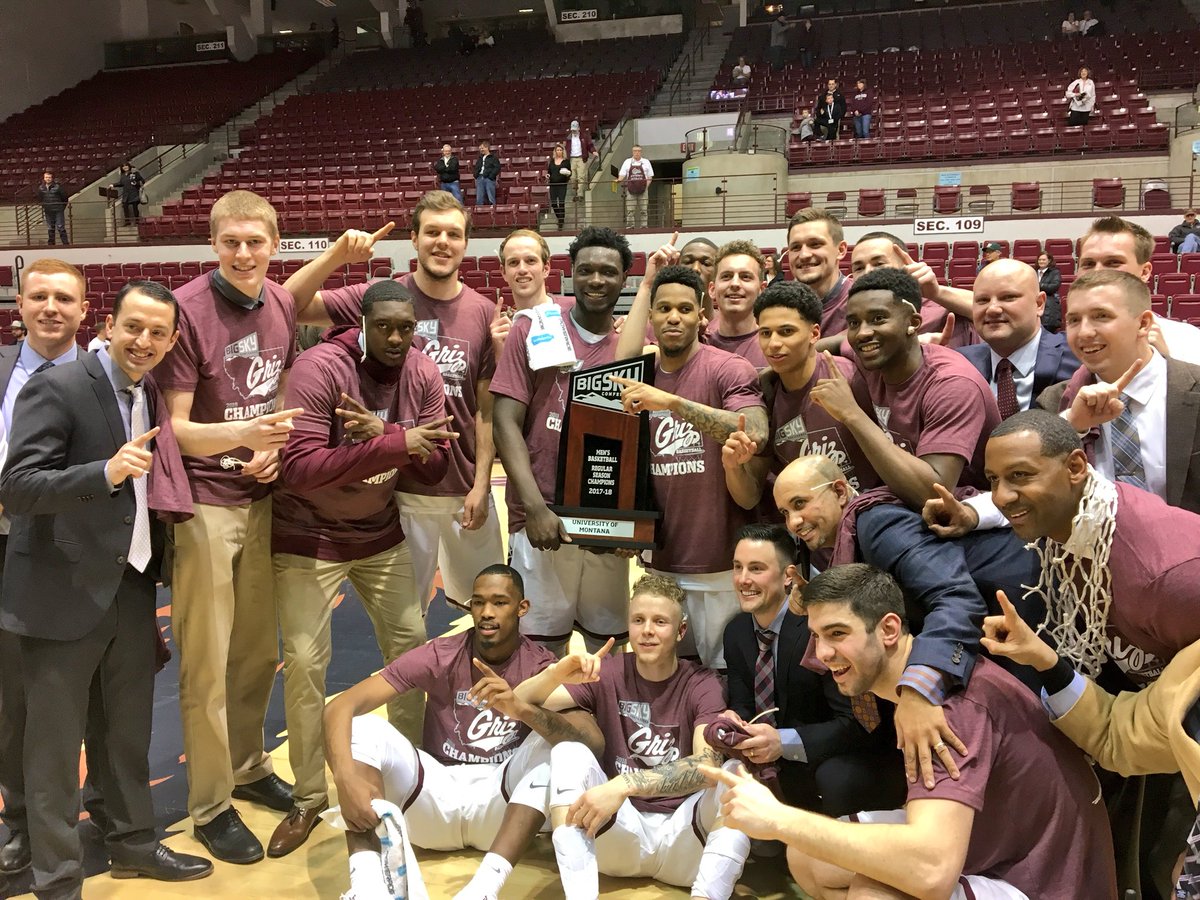 MontanaGrizBB's tweet photo. Time to celebrate!

Your Montana Grizzlies are 2018 Big Sky Conference CHAMPIONS!!! #GrizHoops https://t.co/zX1dgqcE1l