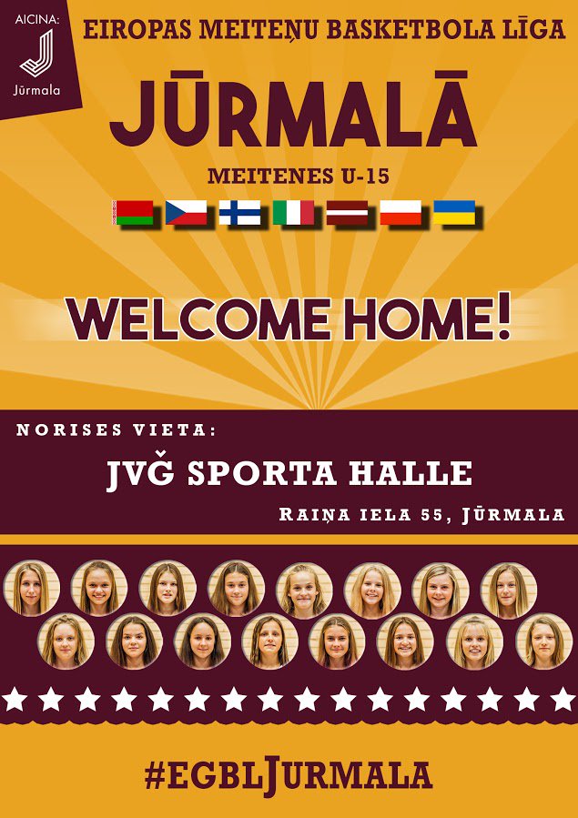 Eiropas meiteņu basketbola līgas U15 čempionāta norises vieta mainīta!!! Spēles notiks Raiņa ielā 55, Jūrmalas Valsts ģimnāzijas sporta hallē!