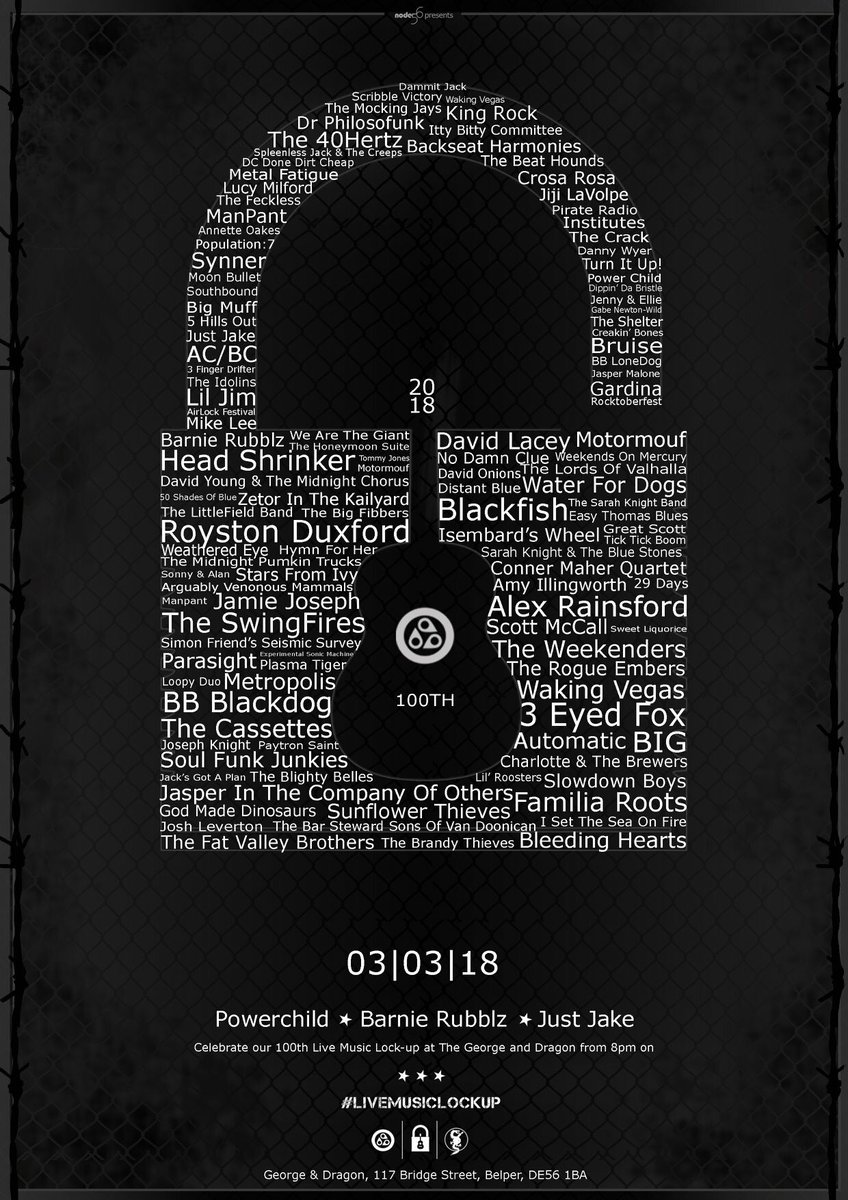 LOCKED in at the <a href="/GeorgeDragonBel/">George Dragon Belper</a> this Saturday from 8pm we have the 100th Live Music Lock-up big celebration 🎉 
facebook.com/events/1583873…
#LiveMusicLockUp #100 #node56