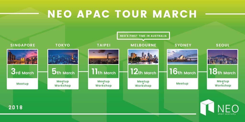 Neo_Blockchain's tweet image. NEO APAC starts tomorrow! There are still some seats available for Tokyo on 3/5 and  Taipei on 3/11. Links to registration are below.
Taipei: meetup.com/NEOtaipei/even…
Tokyo: meetup.com/NEO-tokyo-meet…