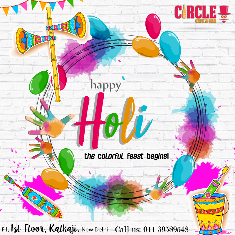 Circle_Cafe_Bar's tweet photo. Let's begin the colourful feast of the year. May this Holi fill your life with more colour and joy #HappyHoli https://t.co/6fHtiP88VC
