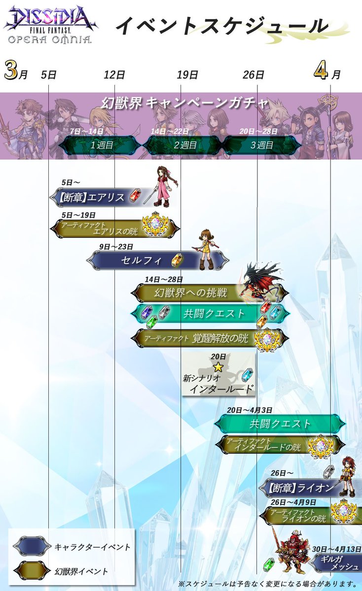 Dffオペラオムニア公式 3月イベントスケジュールのご紹介です 新章インタールードは日開始になります そしてセルフィさんからイベントの仕様が変わるようですね 共闘ルーム機能 も登場するそうですよ 今月も引き続きオペラオムニアをお楽しみ Dffオペラオムニア公式 3月イベントスケジュールのご紹介です 新章インタールードは日開始になります そしてセルフィさんからイベントの仕様が変わるようですね 共闘ルーム機能 も登場するそうですよ 今月も引き続きオペラオムニアをお楽しみ