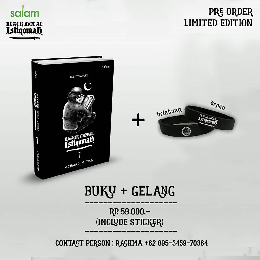 salambooks's tweet photo. PRE ORDER 'BLACK METAL ISTIQAMAH' by @blackmetalistiqomah
(1 Maret 2018 - 11 Maret 2018)
Buku + Tumblr : 59.000 (include sticker)
Buku + Gelang : 59.000 (include sticker)
Buku + Kupluk : 59.000 ( include sticker)

Launching buku : 12 Maret 2018 di Kampus UNIKOM Bandung. https://t.co/v4kKCXykOf
