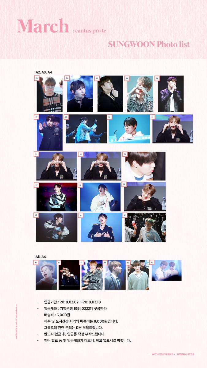 Luminoustar_sw's tweet photo. March : cantus pro te
Goods 및 액자 통판을 진행합니다 :)

자세한 사항은 첨부된 이미지를 확인 부탁드리며,
각 멤버별로 폼 및 입금계좌가 다르니, 착오 없으시길 바랍니다!

굿즈입금폼 https://t.co/YWBTPL8VDt
액자입금폼 https://t.co/95zwUxG8re https://t.co/ewfgJNQ07t