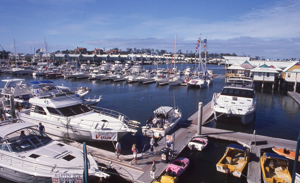 scboatshow's tweet photo. Flashback to one of the first Sanctuary Cove International Boat Shows - it's great looking back at how it all began! Don’t miss our 30th anniversary celebrations from May 24 to 27 on the Gold Coast. https://t.co/vZDftBX9Qm