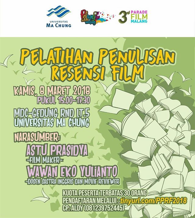 Menonton film, jangan hanya berhenti di pikiran saja. Tuangkan pendapatmu dalam tulisan berupa resensi film.
.
Belum berpengalaman dan pengen belajar menulis resensi film? Yuk ikut Pelatihan Penulisan Resensi Film yang diadakan oleh <a href="/pelangisastra/">Penerbit Pelangi Sastra</a> dengan narasumber Astu Pras…