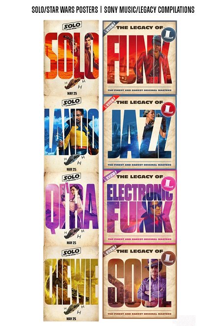 Découvrez la ressemblance assez troublante et suspecte entre les visuels digitaux de la collection originale française « The Legacy of » (conçue par Sony Music France/Legacy Recordings France en 2015) avec ceux du nouvel épisode "Solo : A Star Wars Story". #LegacyOfStarWars 🧐😮