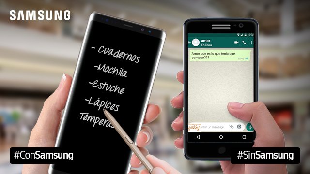 SamsungChile's tweet photo. RT si #ConSamsung no olvidarás nada en la lista de útiles de tu hij@. ¡El #GalaxyNote8 será tu mejor compañero en estas compras escolares! 📝 https://t.co/x0mfr2IgG2