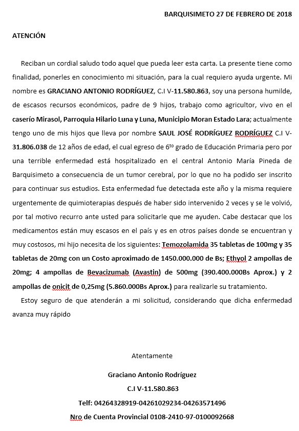 RodriGen02's tweet photo. @ServicioPubliVE @DonaMed_VE Por favor Amigos y Familiares difundir esta información.......🙏☹️☹️Ayuda para este niño Saul Rodriguez,  necesita su tratamiento para las quimioterapia  son de muy alto costo y no contamos con los recursos económicos necesarios para comprárselo.. https://t.co/hoOmwDiusz