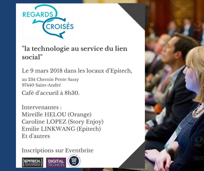 FrenchTech_Run's tweet photo. SAVE THE DATE ! 
Rendez-vous le vendredi 9 Mars à 8H30
dans les locaux d'@EpitechReunion, pour un Regards Croisés "la "#technologie au service du lien social"
Inscriptions sur Eventbrite : https://t.co/P8CO1TImRJ
#FrenchTech https://t.co/kiPds8GD1G