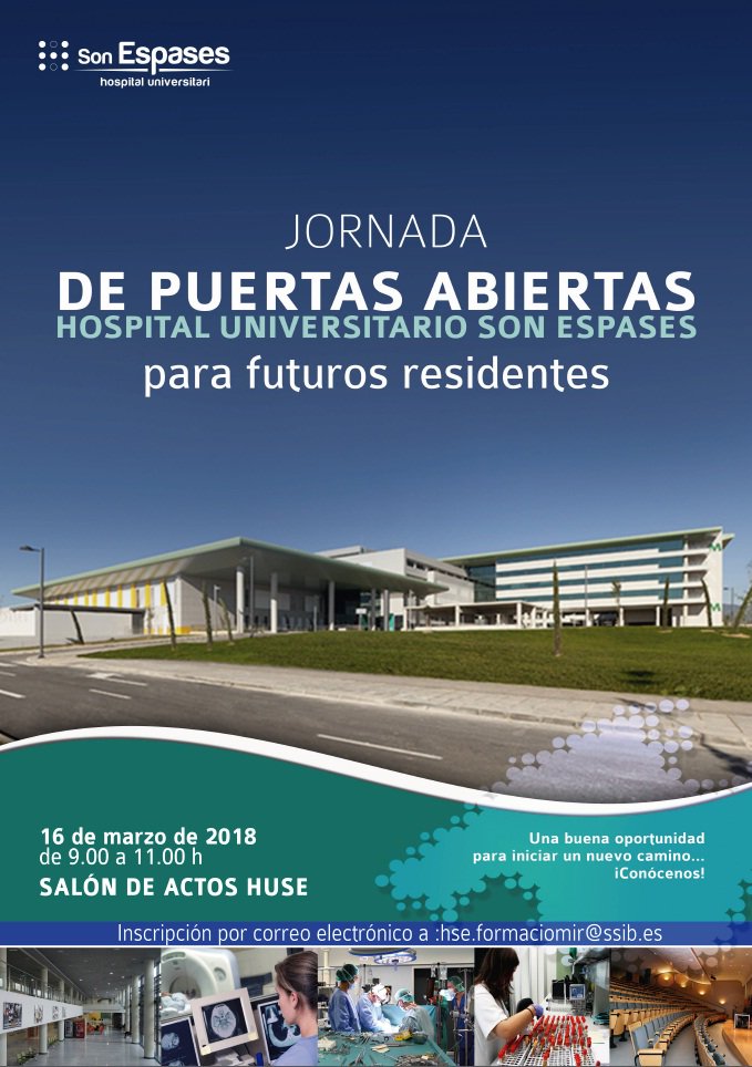 SonEspases's tweet photo. ¿Quieres hacer la residencia en @SonEspases? Ven el 16/03, a las 9h, y tendrás la oportunidad de hablar con los tutores de la especialidad que elijas. Tan sólo tienes que enviar un correo a hse.formaciomir@ssib.es. !Te esperamos! #formación #mir https://t.co/nYzM4PjZor