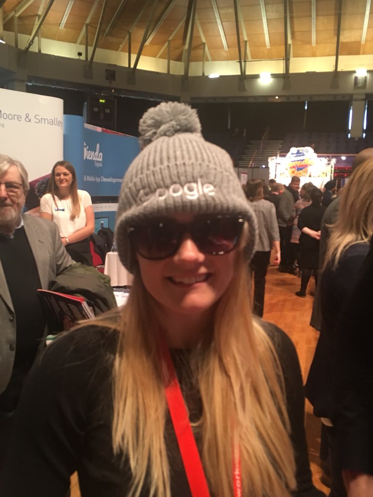 RDM_Marketing's tweet image. Rosie looking a great number in the @Google hat! #LBE2018 #winterkit