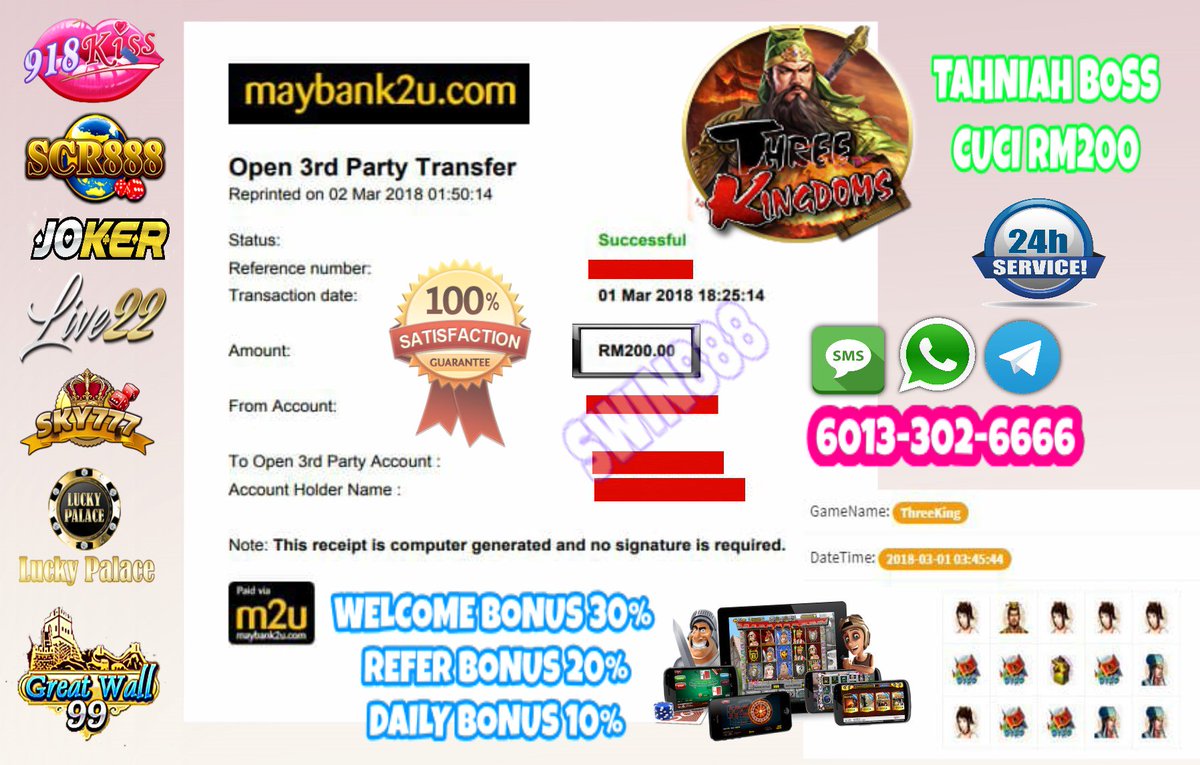 joeywei06's tweet photo. Whatsapp : https://t.co/y96E2lNGgf  
 SMS : 0133026666
⚠️ WELCOME BONUS 30%
⚠️ REFER BONUS 20%
⚠️ DAILY BONUS 10%
#KISS918 #joker123 #sky777 
#live22 #lpe88 #gw99 https://t.co/xsolGvqRGP