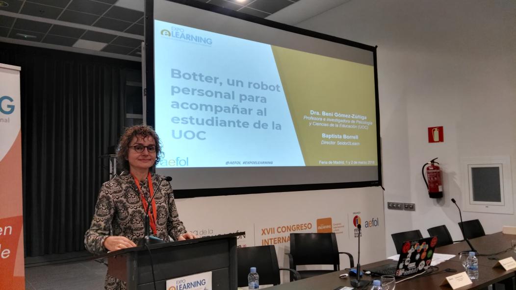 Bbborrell's tweet photo. Entusiasmado presentando #Botter con @PSiNET_UOC Beni Gomez @UOCuniversitat en #Expoelearning2018 #robotica para el aprendizaje #edtech https://t.co/lJZDA6ze9z