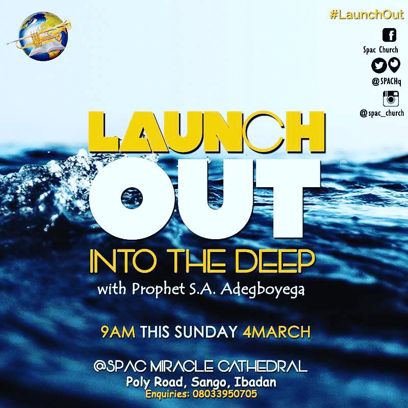 SPACHq's tweet image. When you obey and #LaunchOut the result can be net breaking. 

Join us this Sunday 4th March, 2018 as we obey God and receive the net breaking testimonies. 
Venue is #SPACHQ