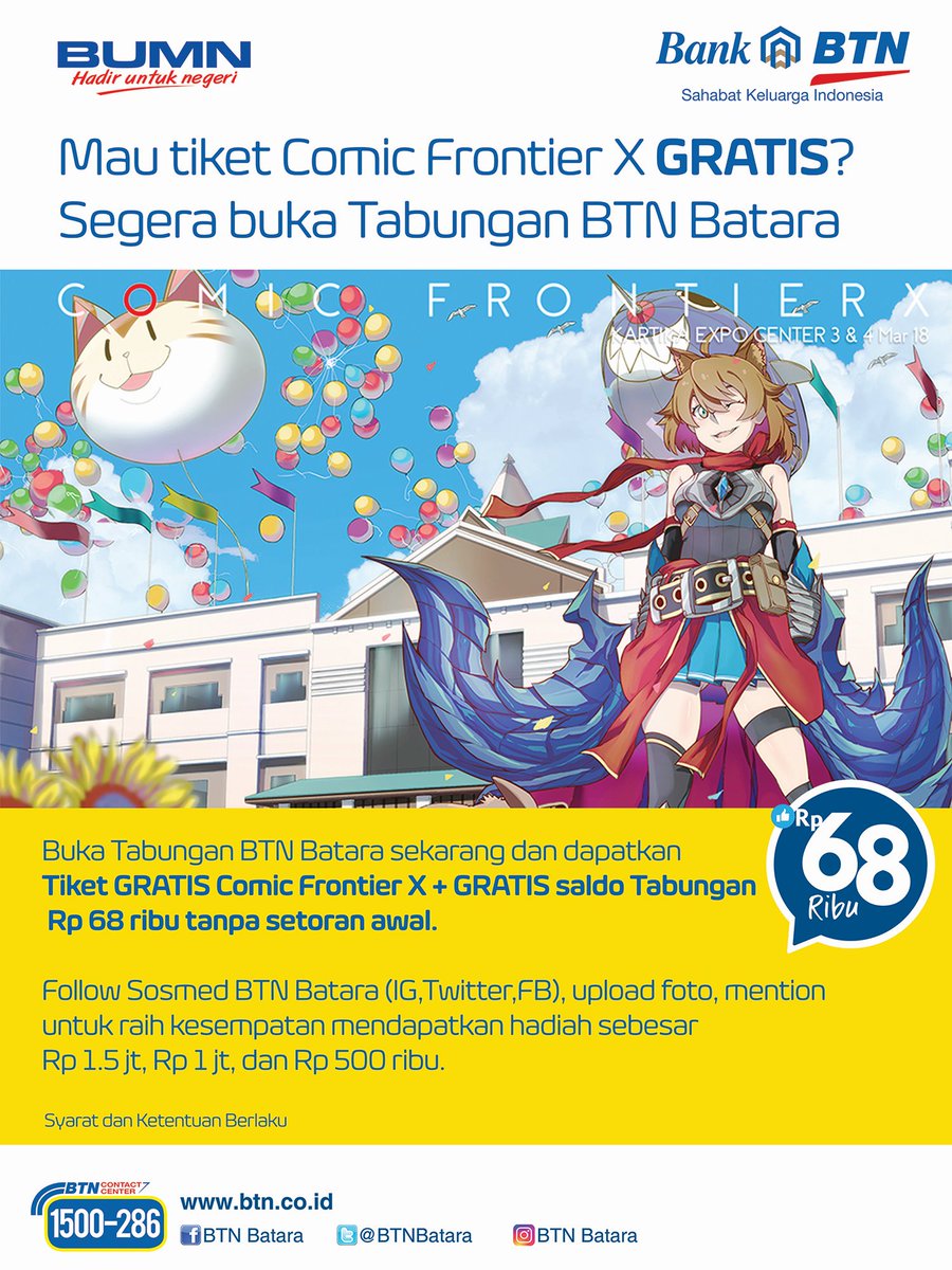 Comic Frontier On Twitter Special Only At Comifuro X Get Free Cfx Ticket By Applying New Bank Btn Batara Account On Comifuro X You Can Also Make Your Own Custom Debit Card