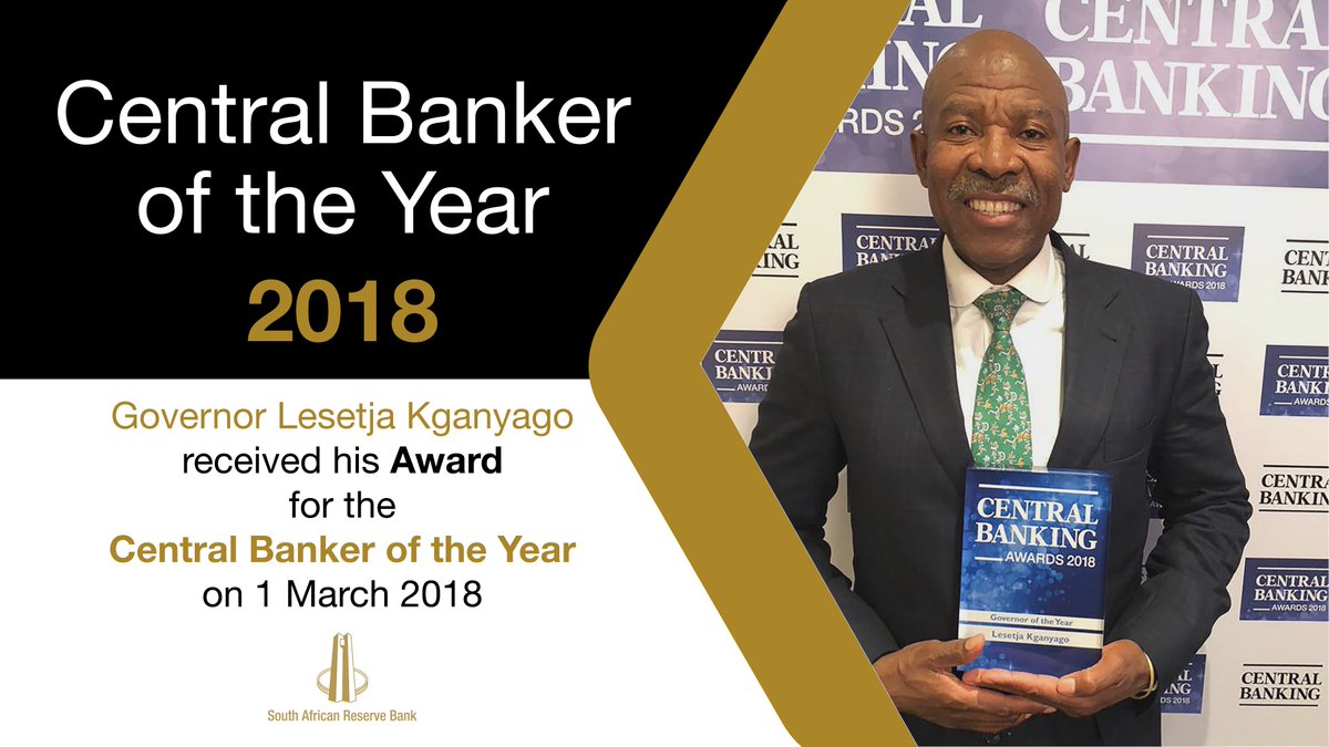 SAReserveBank's tweet photo. Congratulations Governor @KganyagoLesetja on your @CentralBanking_  Governor of the year award! https://t.co/8cTctWhK3c
