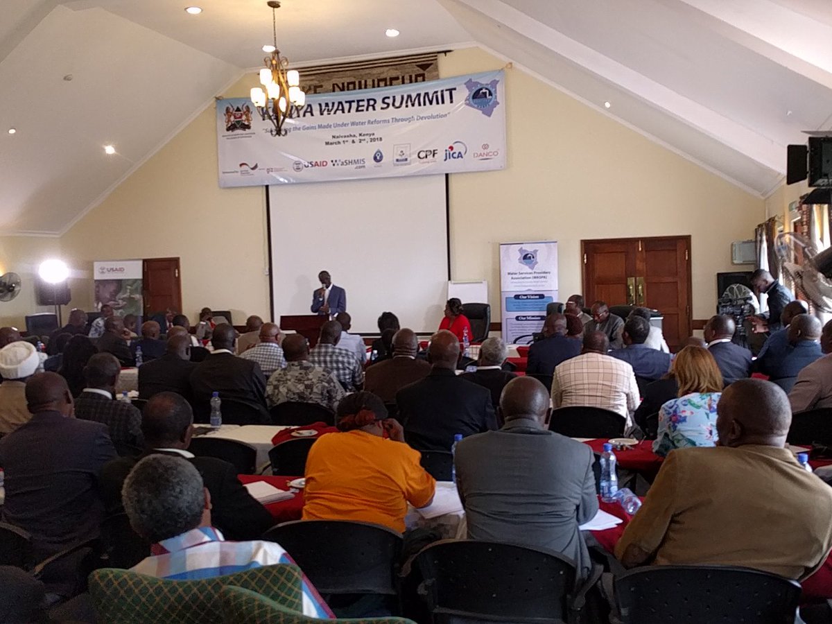 H. E. Kiraitu Murungi, Chairman of Water, Forestry &amp; Mining Committee of COG, Governor Meru, Governor of Bomet Loboso, @GovernorVihiga among dignitaries at #WaterSummit18 organised by <a href="/WASPAKenya/">WASPA</a>.
