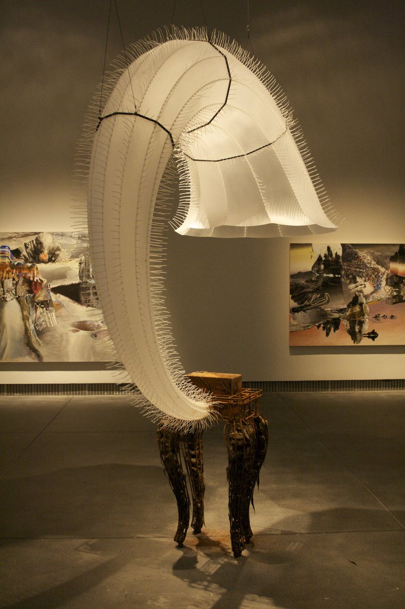 Sounding Moby-Dick // Hailing horns used on whaling ships, on a steel rod table, refer to sailing and whaling and the struggles of men at sea. thosewhomakewaves.com/home/2018/3/2/… #SoundArt #Art #SoundSculpture #MobyDick #HermanMelville #Horn #Speaker