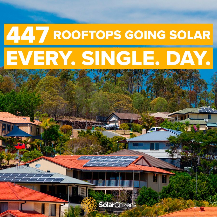 solarcitizens's tweet photo. Fun Friday fact: the 2017 @CERegulator stats show on average 447 small-scale #solar systems were installed per day. That's 447 rooftops going solar. Every ☀️ Single ☀️ Day ☀️ That's what a renewables revolution looks like!
Source: https://t.co/Lgc7ejyUl9 https://t.co/pe4gCC9s0O