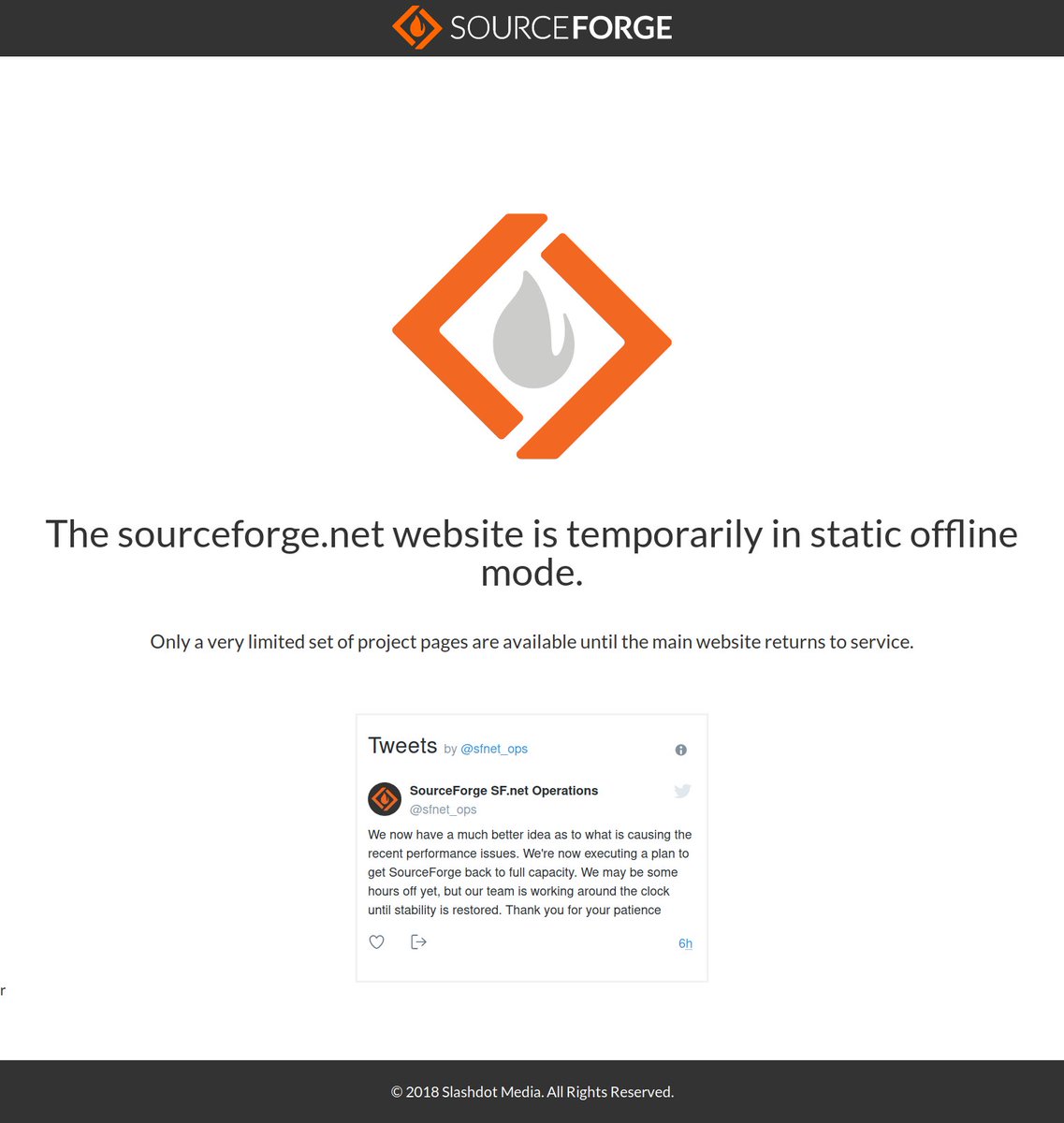 cwt114's tweet photo. Sourceforge Down! https://t.co/zswKekyxqo