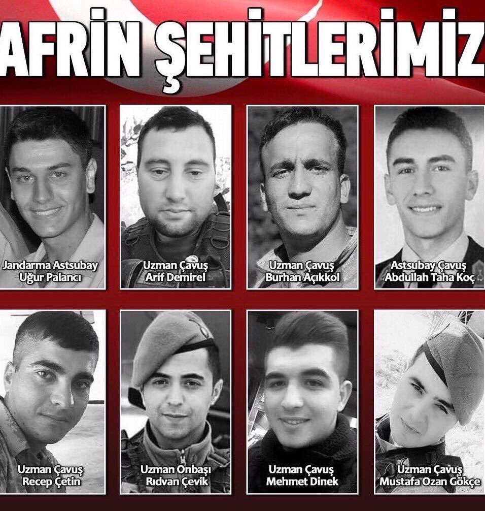 Şu 8 Yiğide bakarken, düştükleri topraklar için can veren Selçuklu’nun, Eyyübi’nin, Zengi, Memlüklü ve Osmanlı’nın Şehitleri de geliyor aklıma.  Dünün Haçlıları hala işgal peşinde ve Selçuklu’nun Torunları dimdik karşılarında. #ŞehitlerÖlmezVatanBölünmez