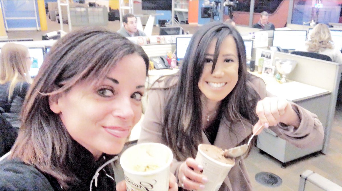 holliesmiles's tweet photo. 2am ice cream party @wkyc ! Getting ready for snow coverage! Turn on Ch.3, we’ll slap on some make up. Promise. 😂🍨🍦🌬❄️ @Lynna_Lai #iAlert https://t.co/vanNEUdyWn