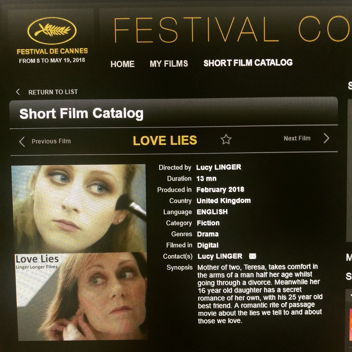 Lingerlongerflm's tweet photo. #Delighted to report our #indie #shortfilm finished just in time for #deadline has been accepted into the #shortfilmcorner #catalogue @Festival_Cannes Hope to see some of you there! #IndieFilm #Festivals https://t.co/5sEw8GAeBV