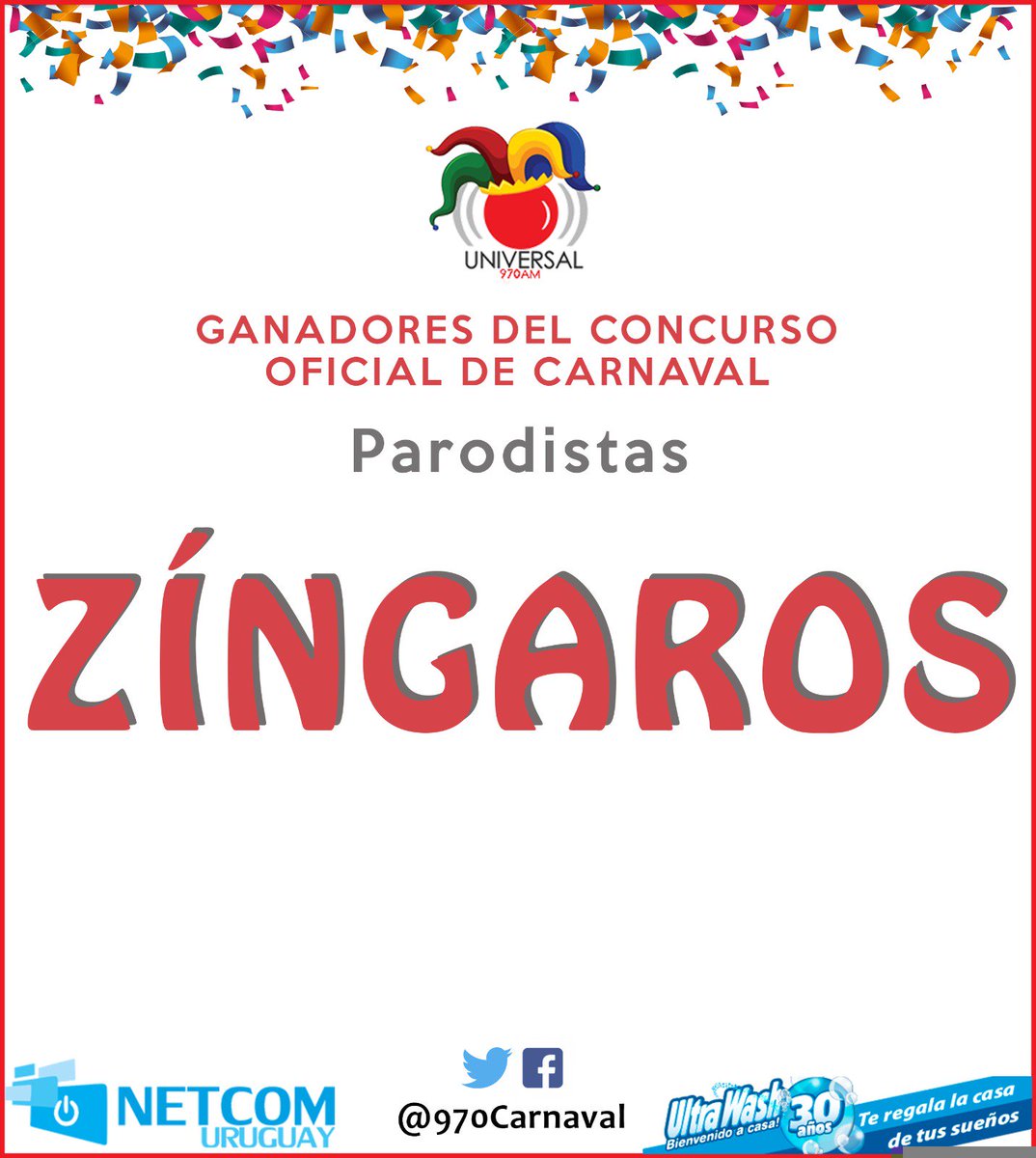 970carnaval's tweet photo. #Fallos
En categoría #Parodistas ganó #Zíngaros con 1464 puntos
Segundo lugar @Nazaren0s con 1460 puntos
Tercer lugar @Muchachos2018 con 1446 puntos
Cuarto lugar @MomosapiensP con 1428 puntos
#Carnaval2018 #CarnavalEnUniversal #970Carnaval #NocheDeFallos
@970universal https://t.co/ewMLzOB44K