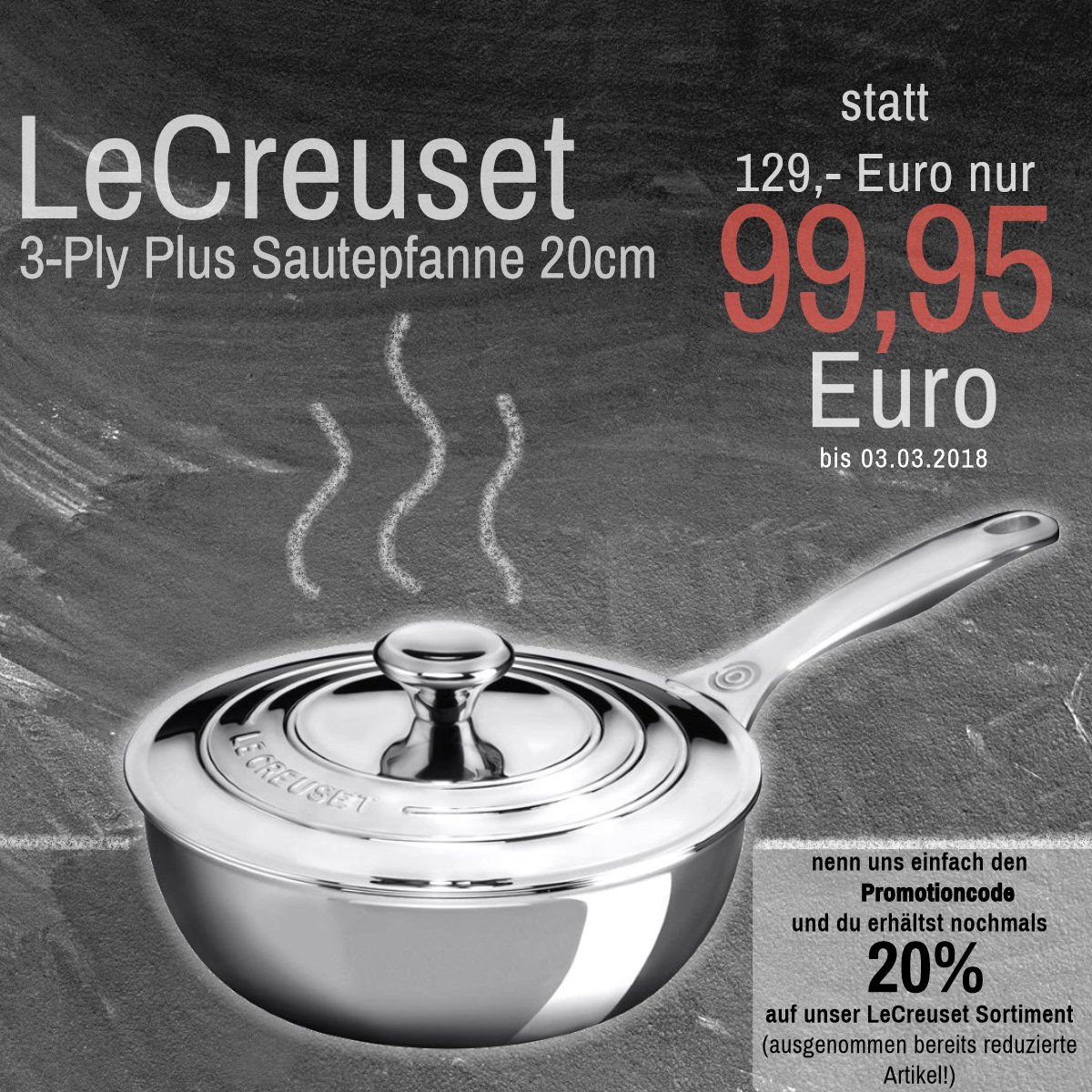 Greiner1794's tweet photo. ‼️NUR NOCH HEUTE &amp; MORGEN‼️Geh auf die Aktions-Angebote auf unsere Facebook-Seite, finde dein Schnäppchen oder nenne uns einfach den Promotioncode &amp; erhalte 20% Rabatt auf unser Le Creuset Sortiment! Ausgeschlossen sind bereits reduzierte Artikel. ➡️https://t.co/6TU6qRbPvU https://t.co/otRqjQN4Gf