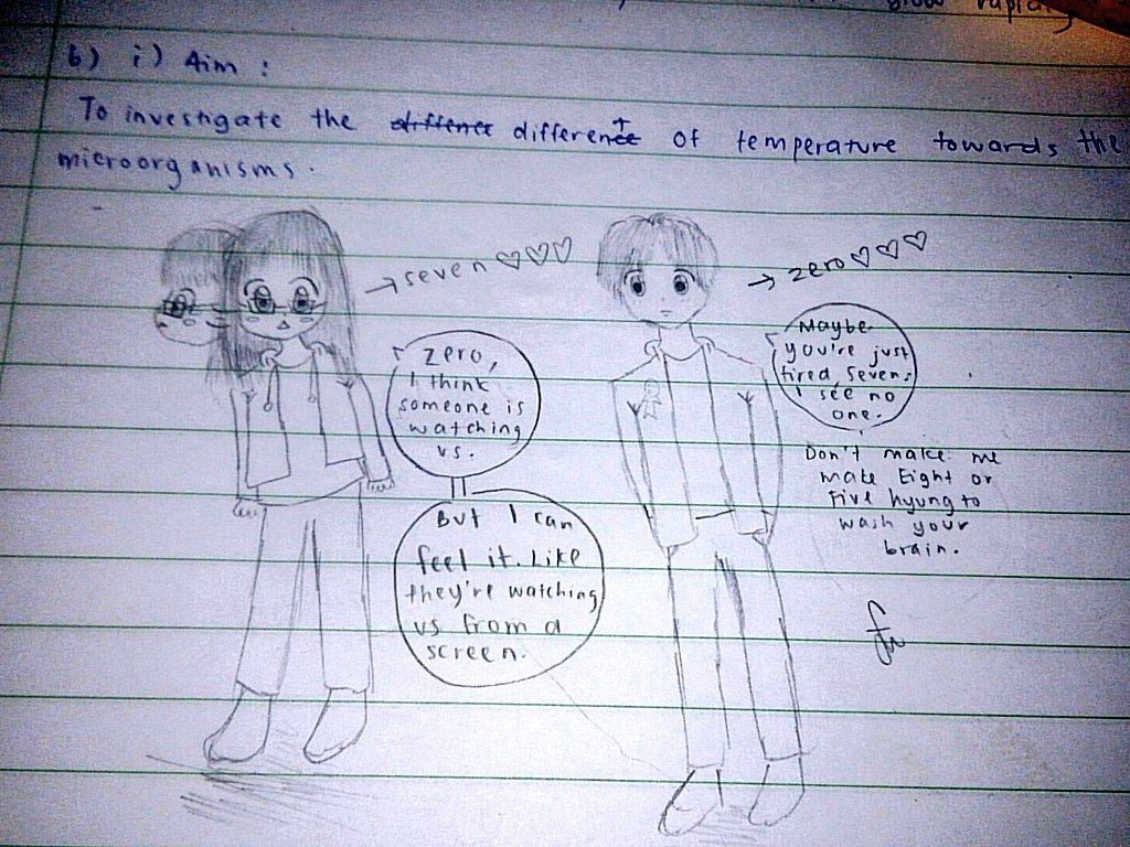 Teaaaaahhh's tweet image. Sooo I drew or doodled  #OperativeSeven and @OperativeZeroPA while I was bored waiting for my science exam to be over. Itz kinds ugly even tho im an art student ;-; Hope anyone sees this like it 😊

@AeonDreamStudio @Yelriiihs @yeonhee_coral #BTSxTTEOTS #TTEOTS #TTEOTSFA