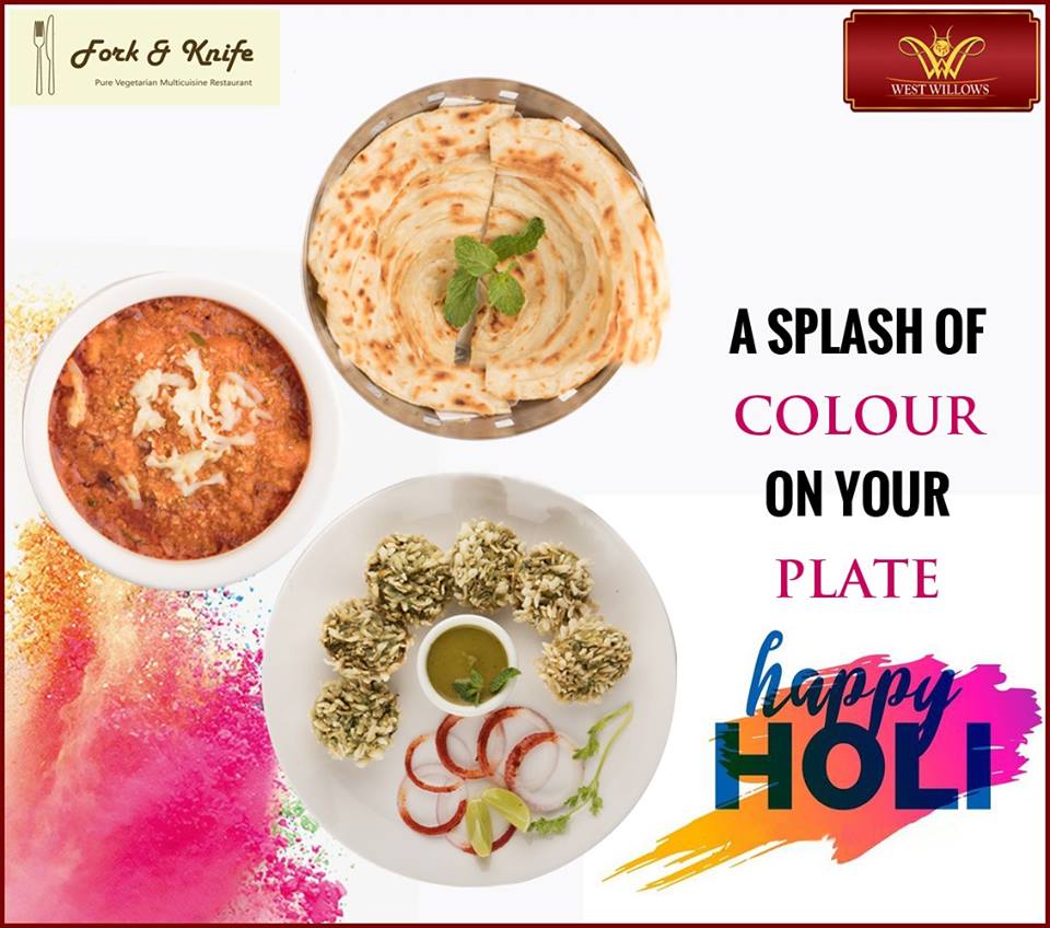 forkndknife's tweet photo. Wishing you all a very Happy Holi filled with sweet moments and colourful memories to cherish forever. Fork &amp; Knife wishes you all a very #HappyHoli 
#Wishes #HappyHoli #Happiness #FoodForFestival #Festivity #Colours https://t.co/p6ZBQ1EMPT