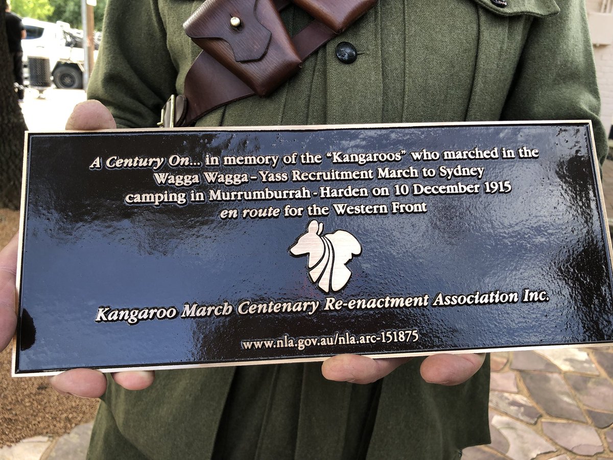 RitaOc1's tweet photo. Angela Williamson presented a plaque to the Harden-Murrumburrah Lighthorse, on behalf of the Kangaroo March Centenary Re-enactment Assoc. https://t.co/o3Wf05IEKL